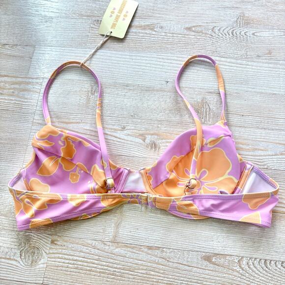 New Aurelle Kiva Classic Bikini Top | Purple Hibiscus‎ Size Large - Picture 3 of 5